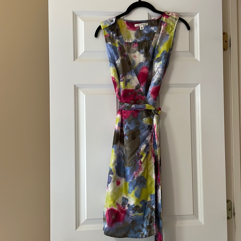 Multicolor silk wrap dress